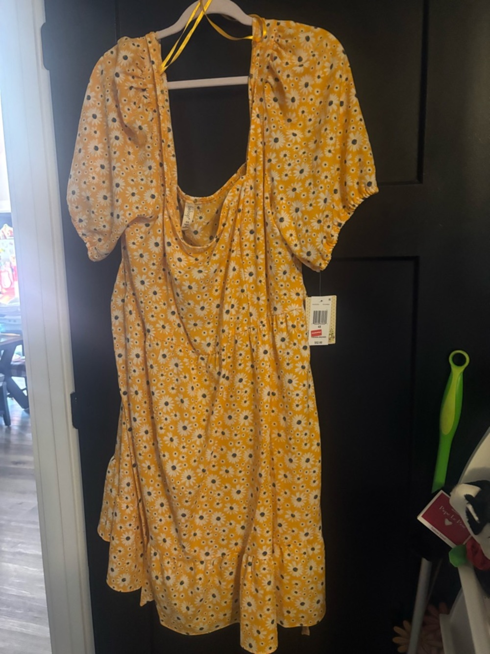 Yellow Daisy Print Summer Dress